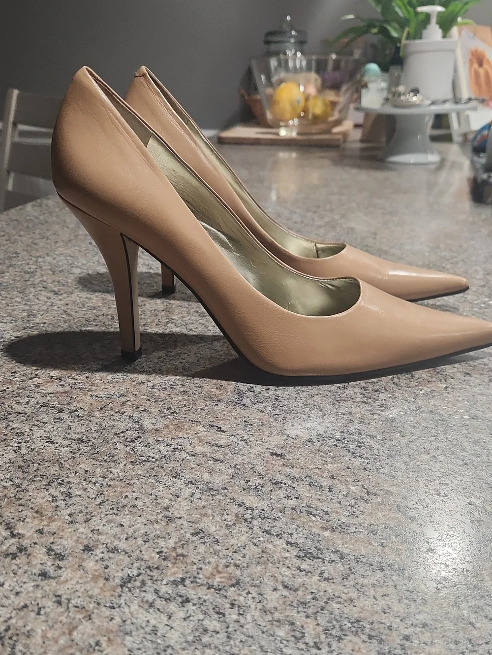 Nine West Freda Nude Pointed-Toe Leather Stiletto Pumps Classic Chic Business